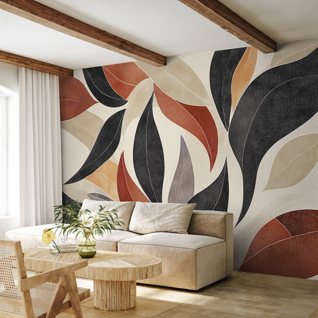 Folhas pretas e terracota — interior 4