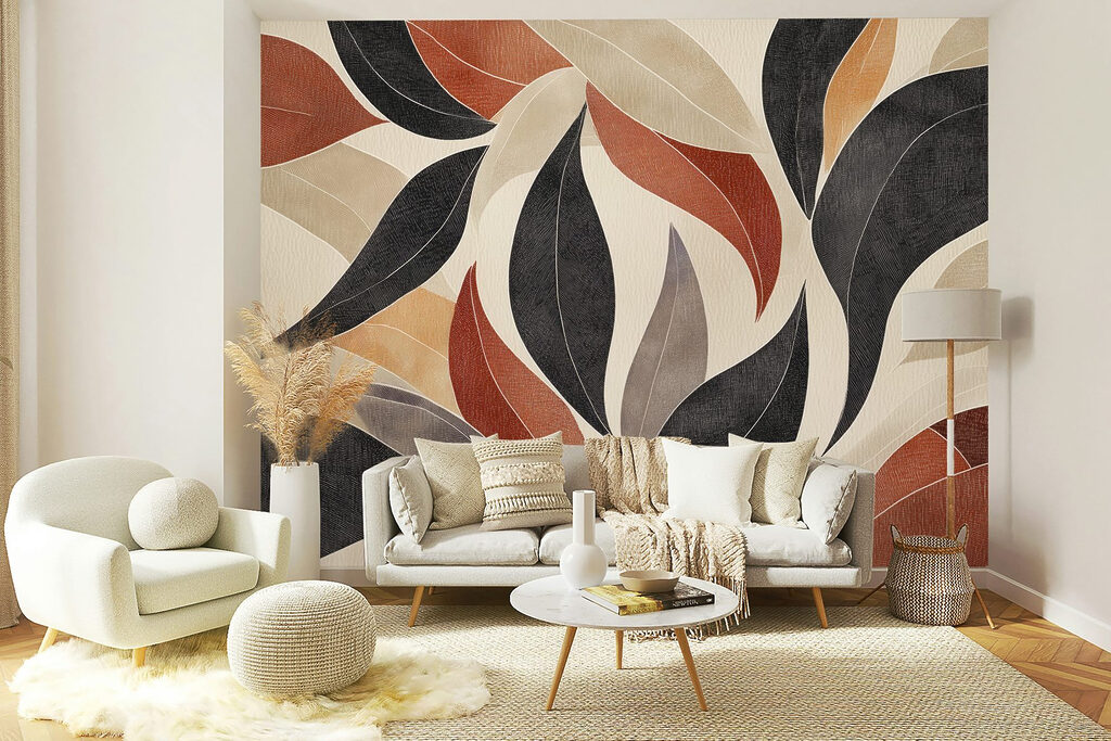 Folhas pretas e terracota — interior 5
