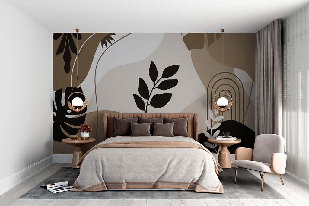 Folhas gráficas num interior