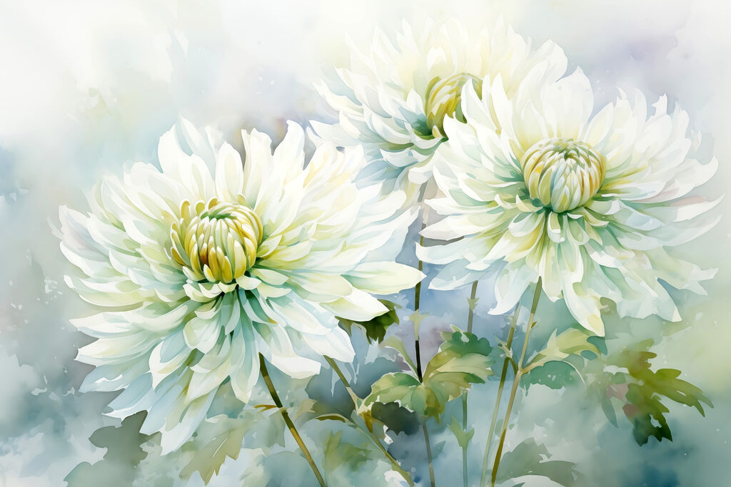 Flores brancas em aguarela — design completo