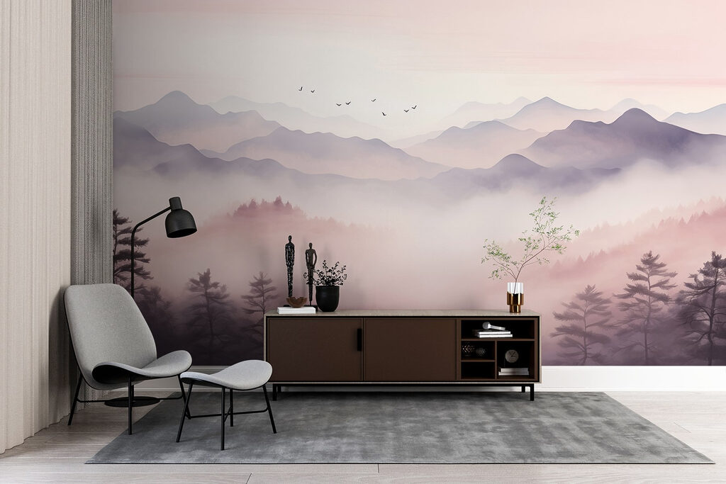 Montanhas em névoa rosa — interior 2