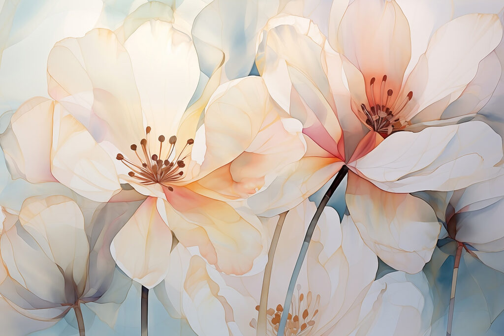 Flores grandes em pastel — design completo