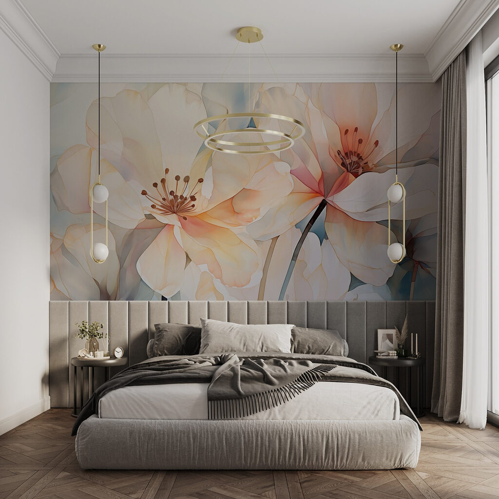 Flores grandes em pastel — interior 1