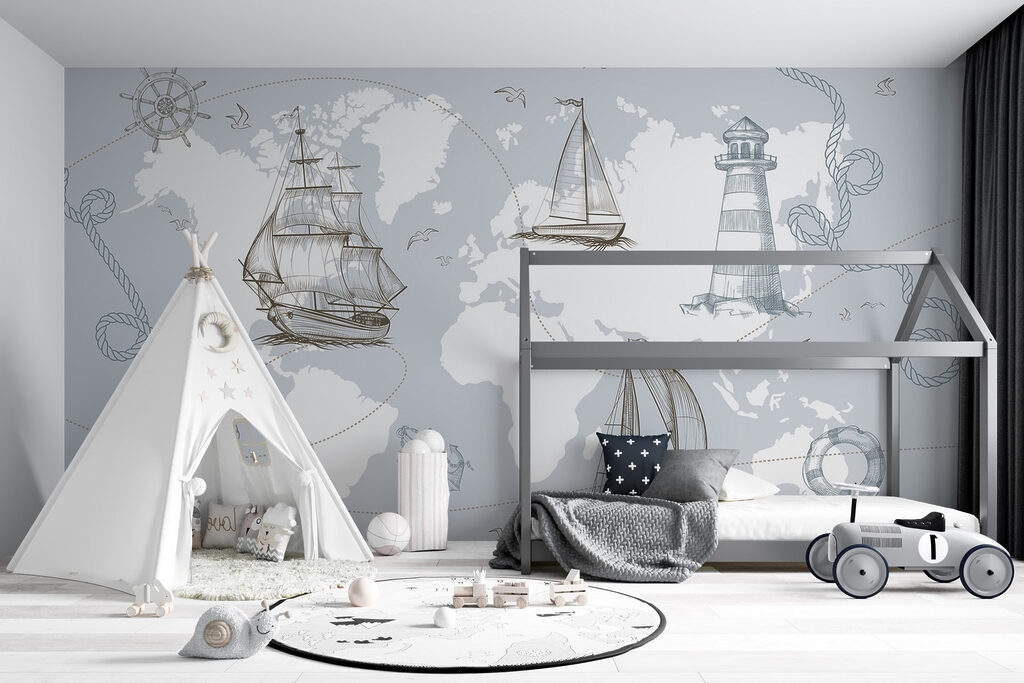 Mapa-múndi com navios — interior 3