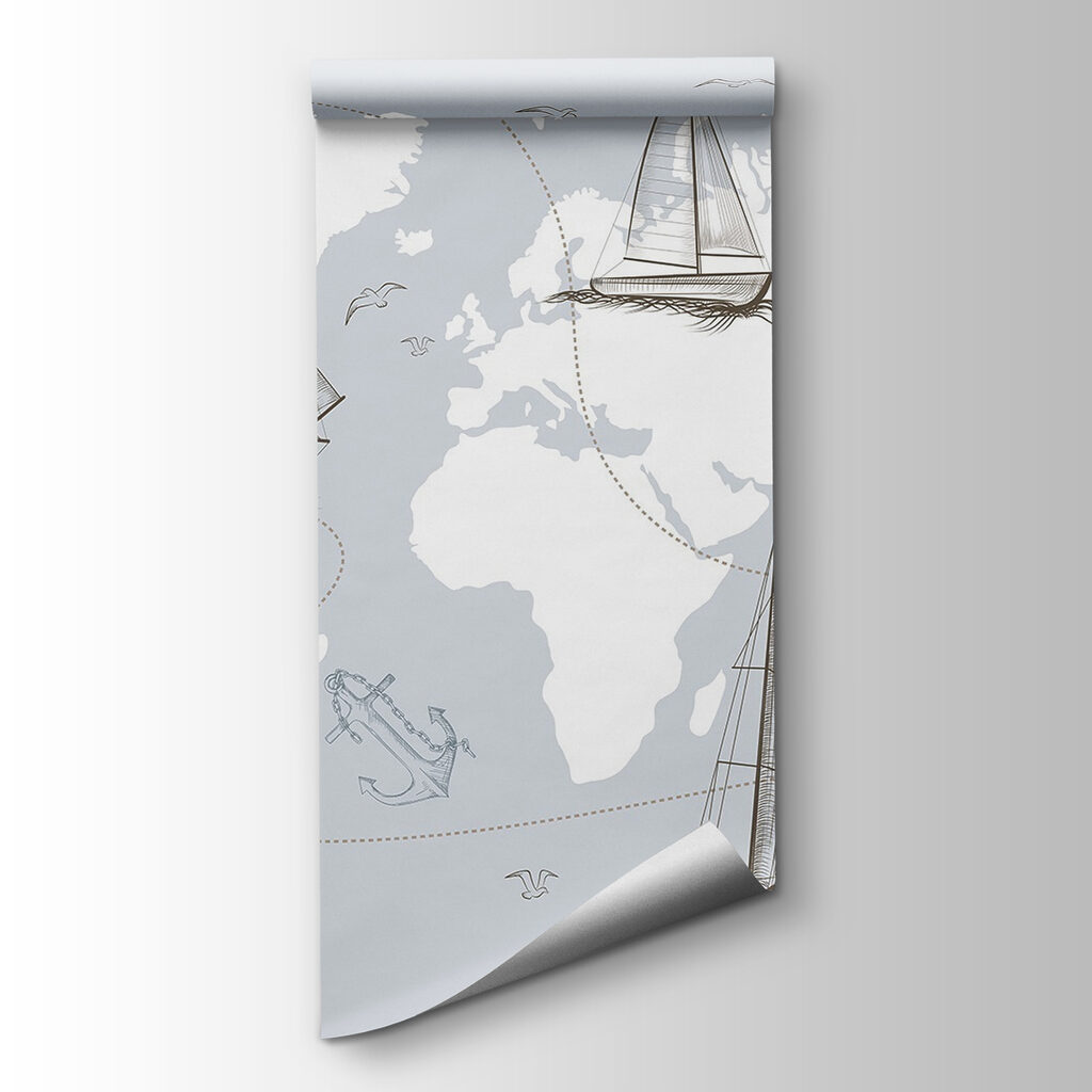 Mapa-múndi com navios — vista do produto