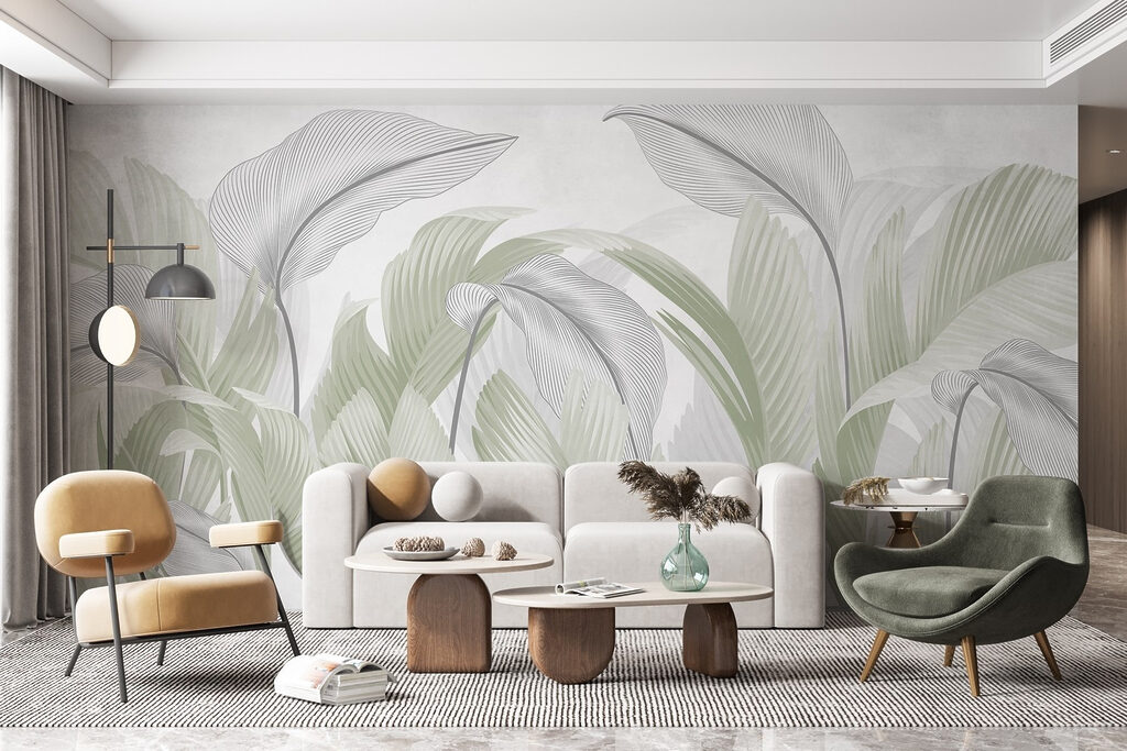 Folhas enroladas em azul-claro — interior 2