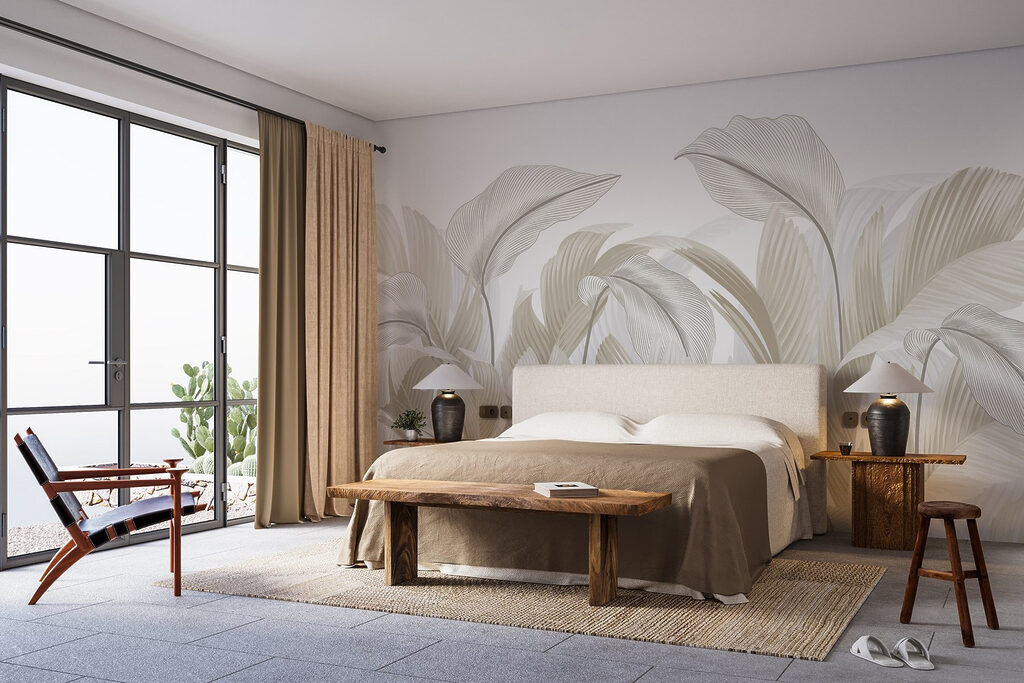 Folhas enroladas em azul-claro — interior 1