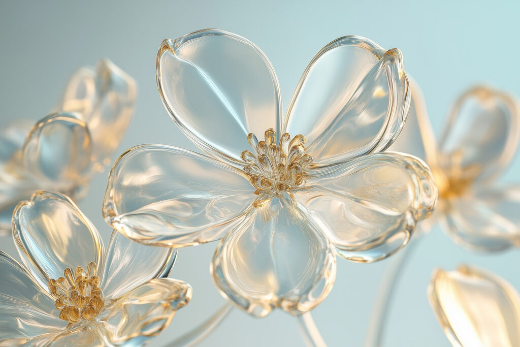 Flores de contornos dourados — design completo