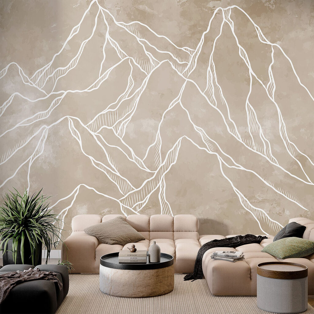 Montanhas em linhas brancas num interior