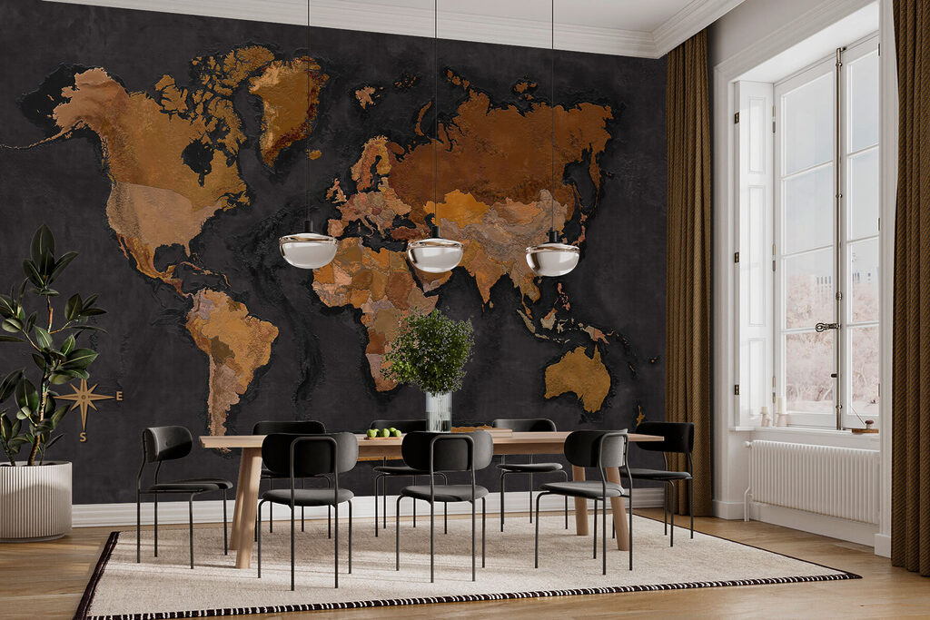 Mapa-múndi com brilho metálico — interior 4