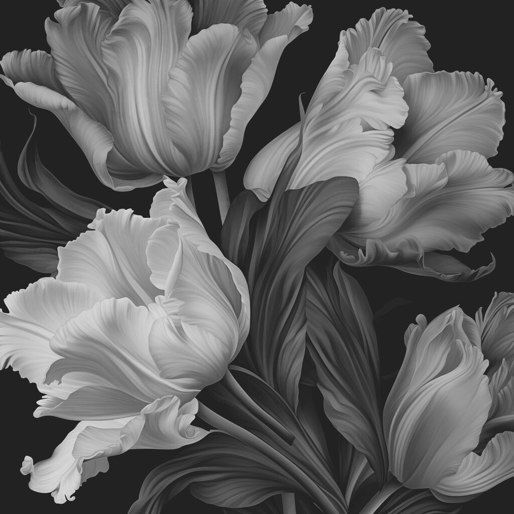 Tulipas cinzentas — design completo