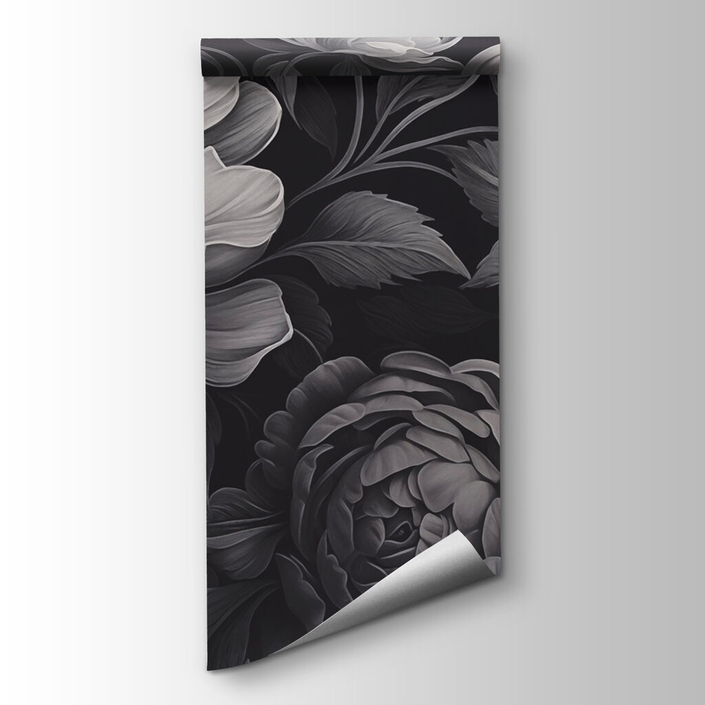 Flores cinzentas sobre preto — vista do produto