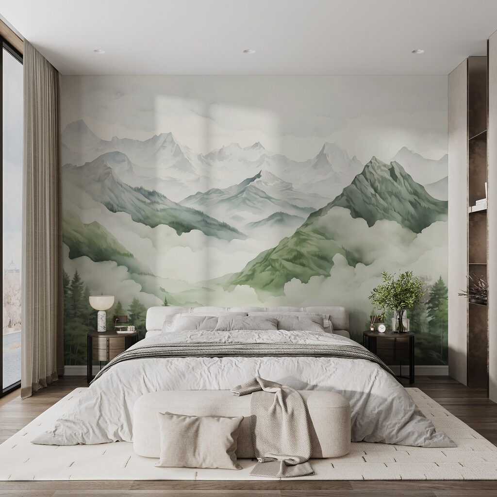 Encostas verdes em névoa — interior 1