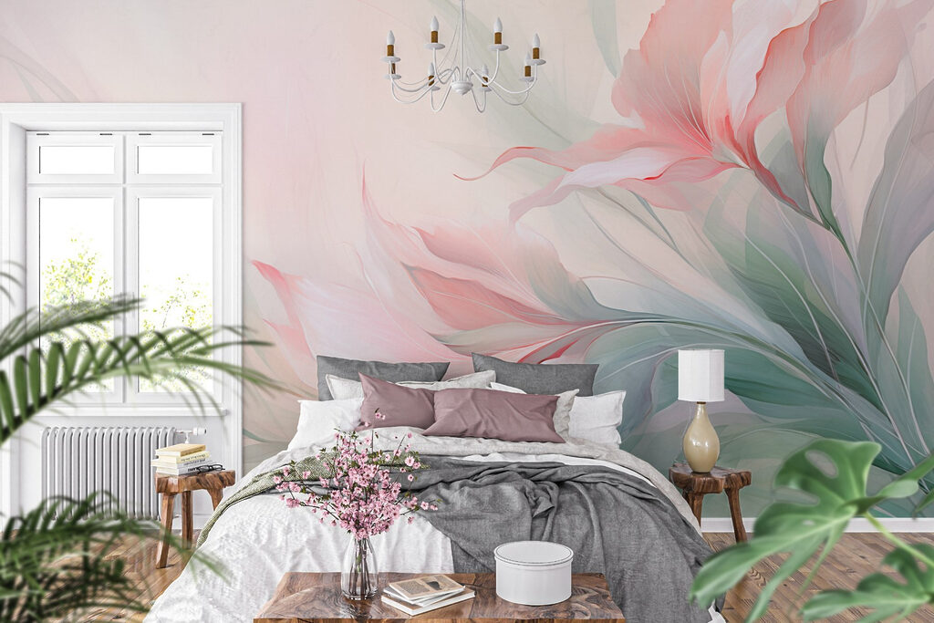Flores fluidas em pastel — interior 2