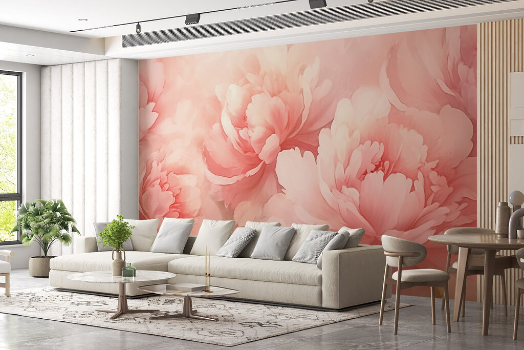 Peónias cor-de-rosa em névoa — interior 1