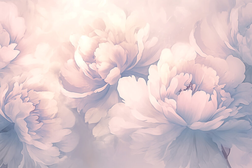 Peónias cor-de-rosa em névoa — design completo