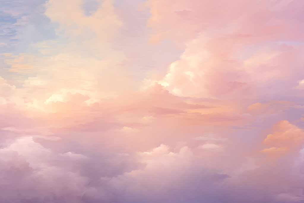 Nuvens pastel no horizonte — design completo
