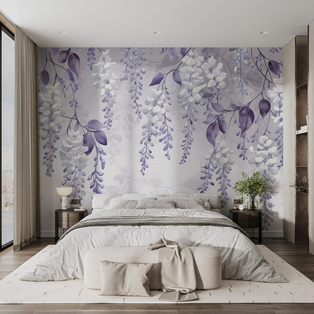 Cachos brancos entre folhas — interior 1