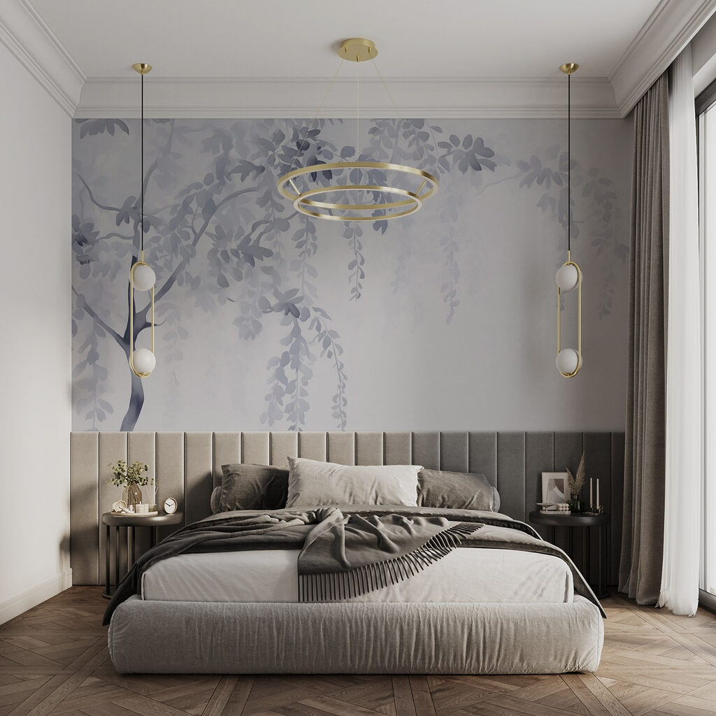 Ramo com flores pendentes num interior