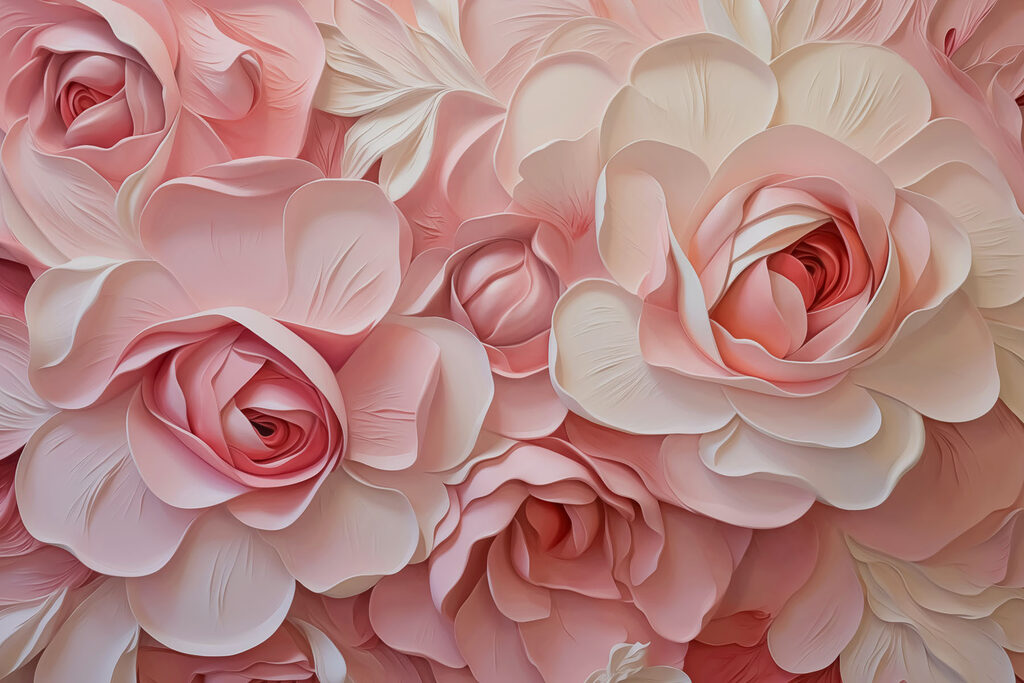 Rosas de pétalas dobradas — design completo
