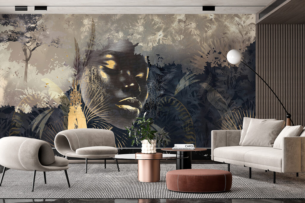 Rosto entre folhagem tropical — interior 4