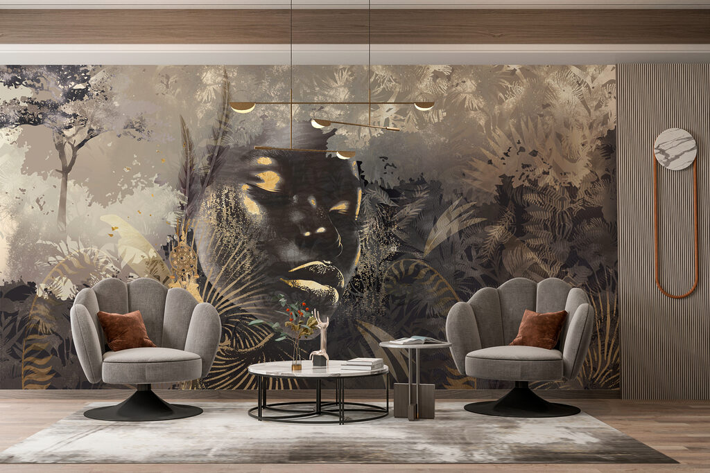 Rosto entre folhagem tropical — interior 2