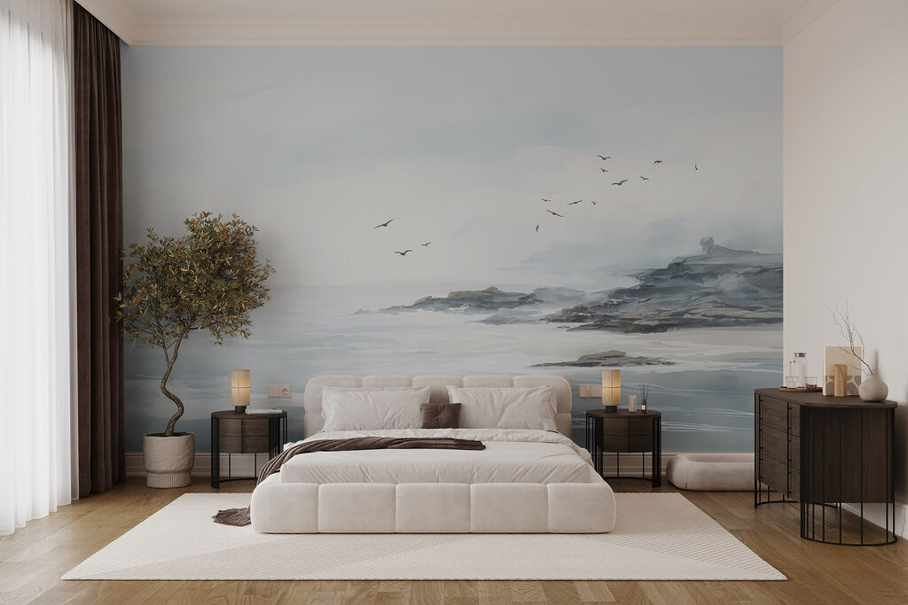 Aves sobre costa cinzenta — interior 1