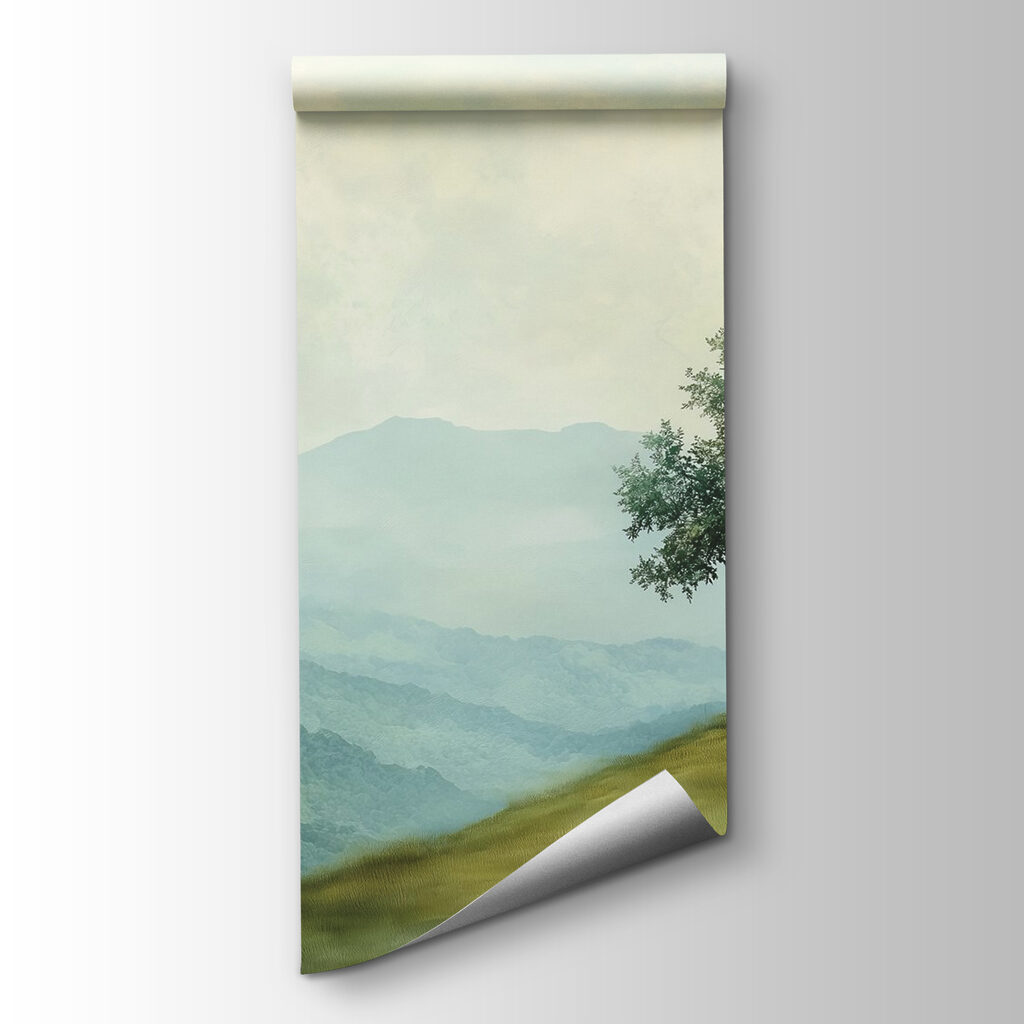 Árvore solitária sobre montanhas — vista do produto