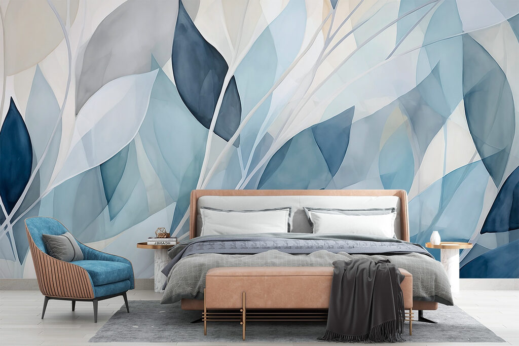 Folhas azuis em facetas — interior 1
