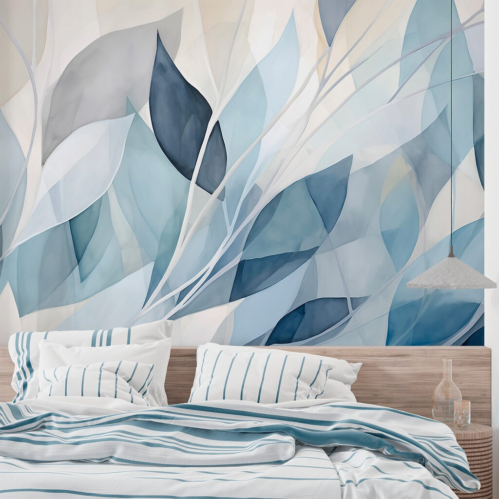 Folhas azuis em facetas — interior 2