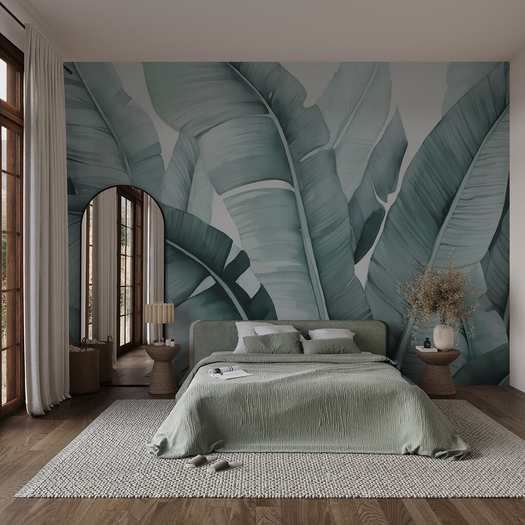 Folhas grandes em cinzento-esverdeado — interior 1