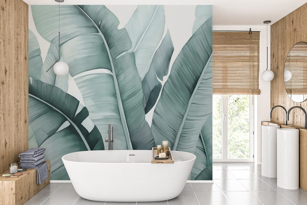 Folhas grandes em cinzento-esverdeado — interior 2