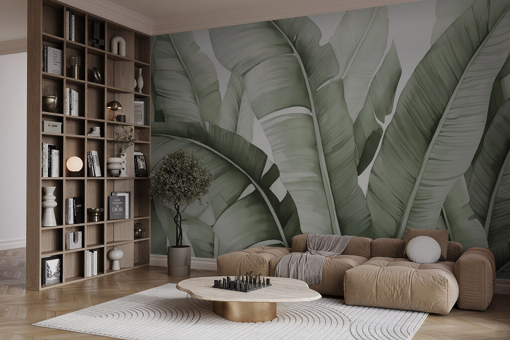 Folhas grandes em cinzento-esverdeado — interior 2