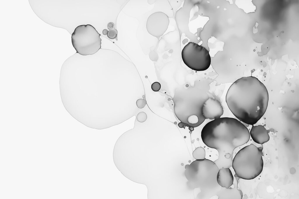 Círculos cinzentos sobre branco — design completo