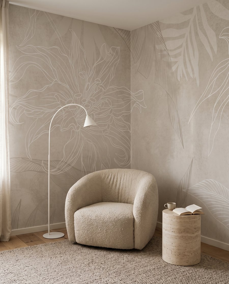 Folhas tropicais esbatidas — interior 1