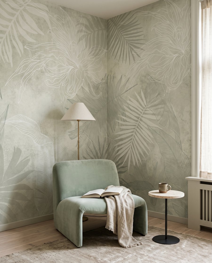 Folhas tropicais esbatidas — interior 2