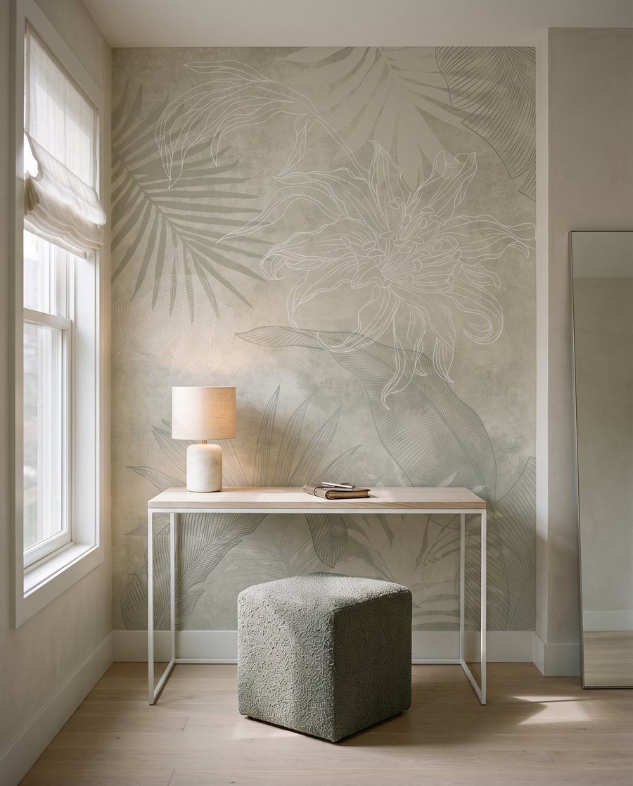 Folhas tropicais esbatidas — interior 9