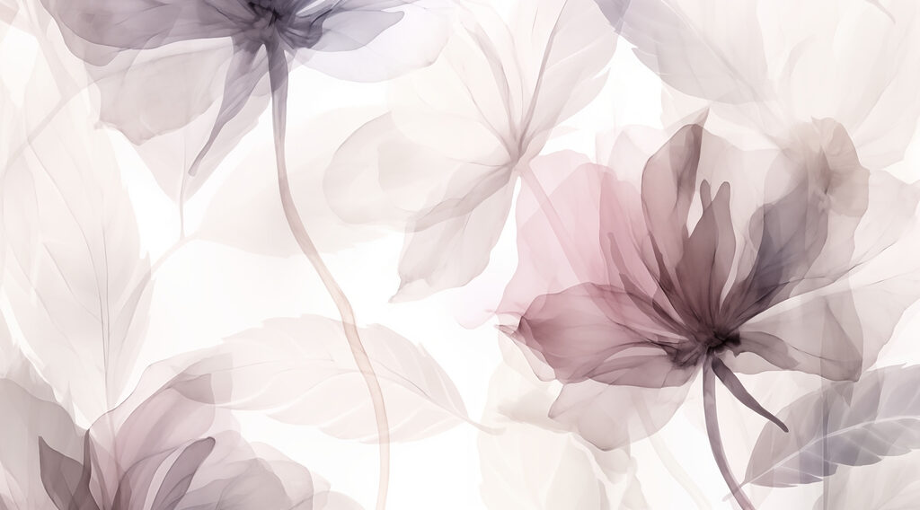 Flores em véus lilás — design completo