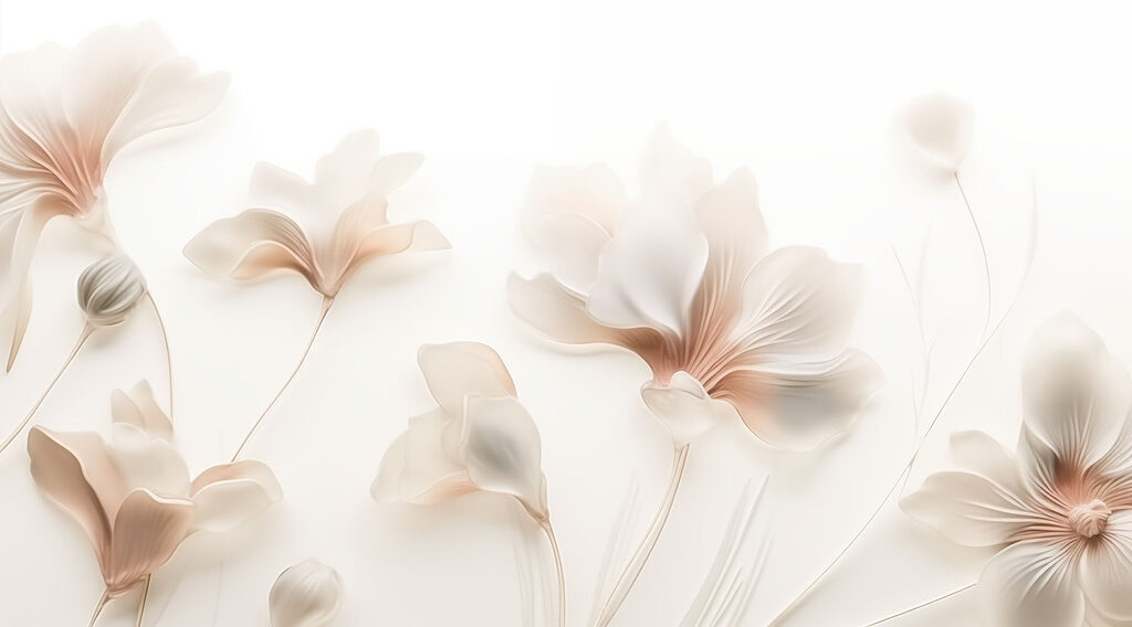 Flores creme em hastes — design completo