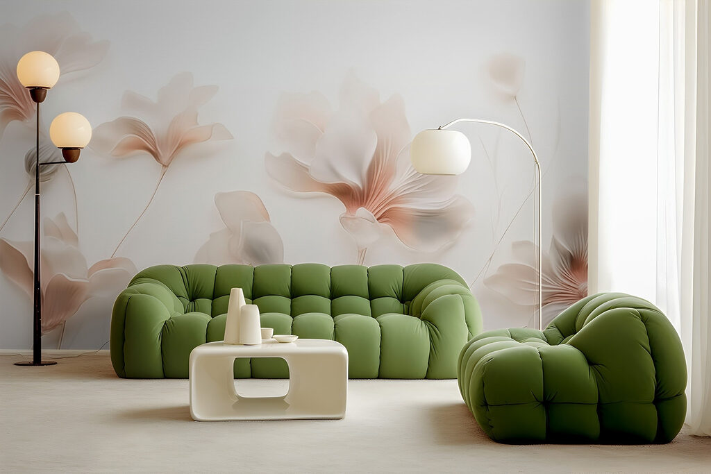 Flores creme em hastes — interior 1