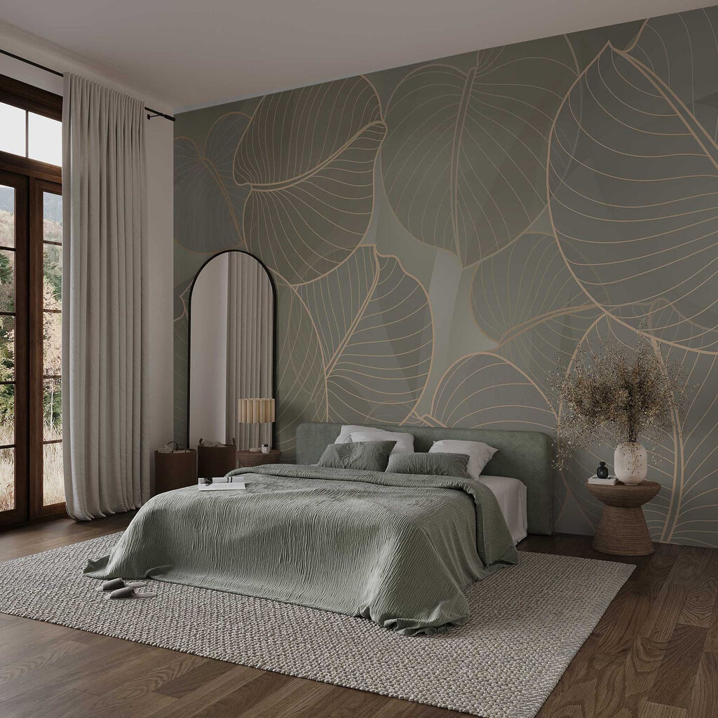 Bordas de folha verde-oliva — interior 1