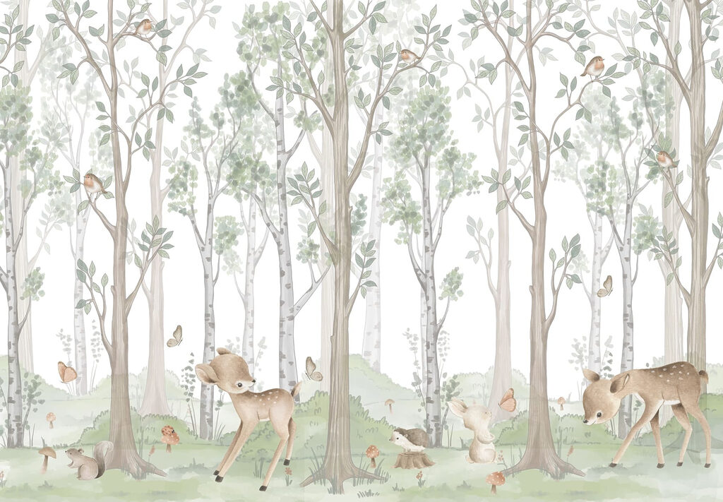 Veados entre as árvores — design completo