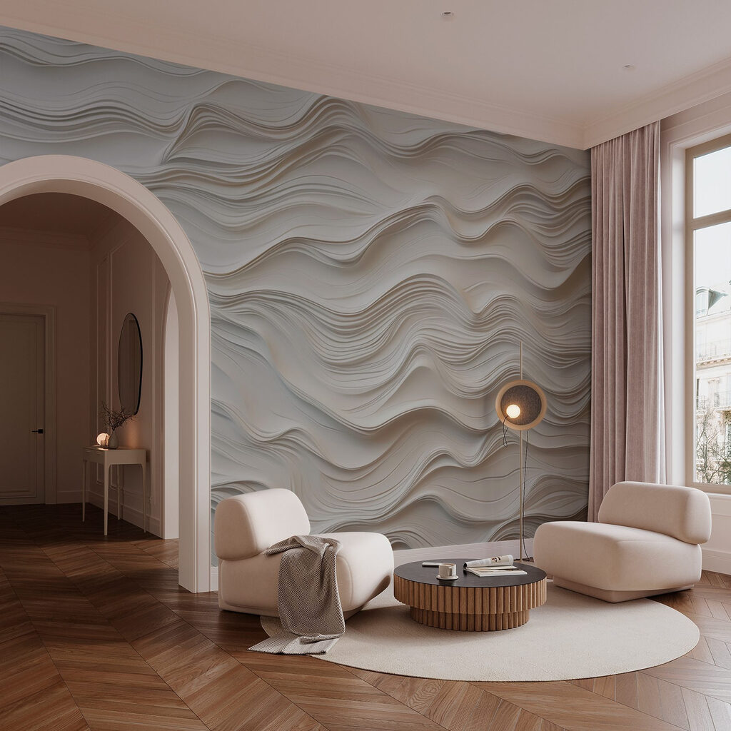 Ondas em linhas brancas num interior