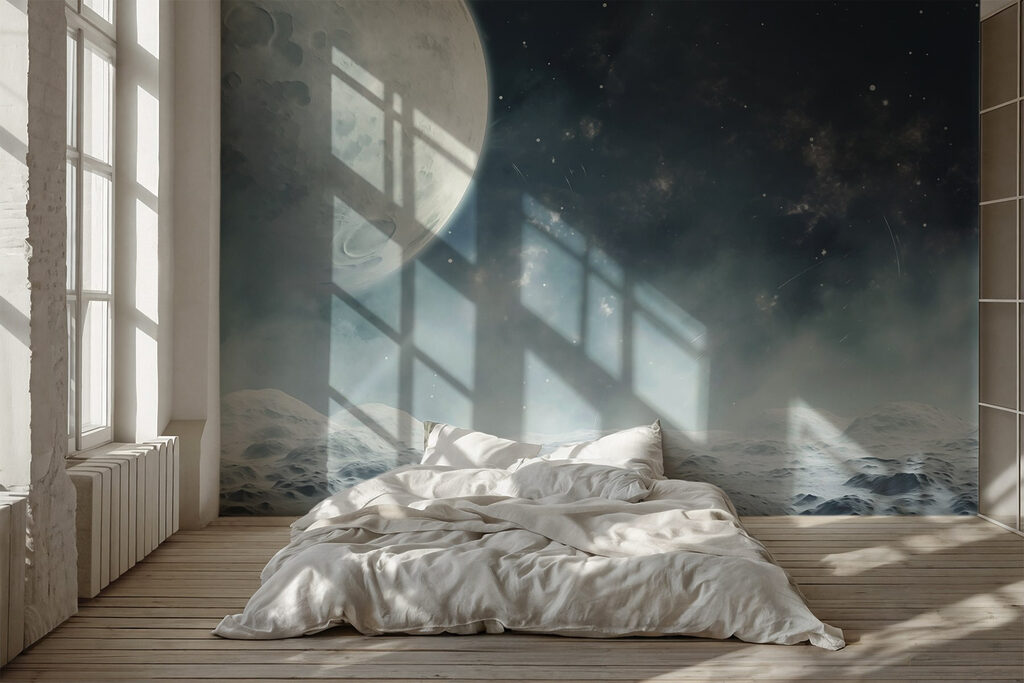 Lua sobre a neve num interior