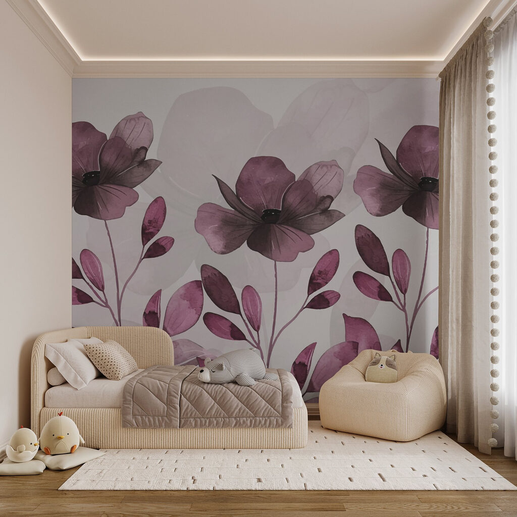 Flores sobre folhas ovais — interior 2