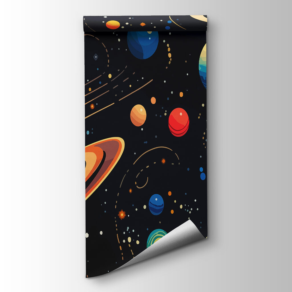 Planetas em órbitas douradas — vista do produto