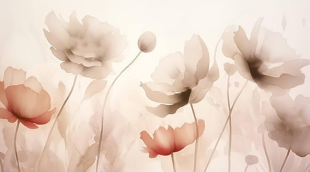 Flores suaves em terracota — design completo