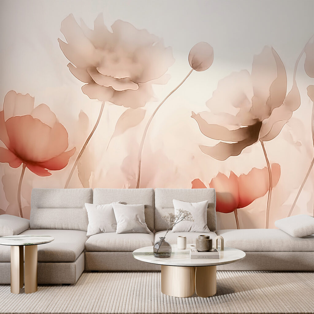 Flores suaves em terracota — interior 1