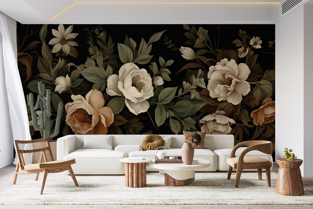 Flores antigas sobre preto — interior 2