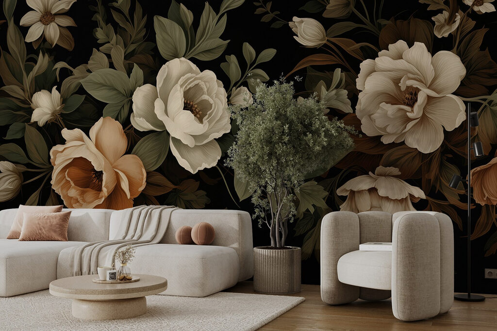 Flores antigas sobre preto — interior 3